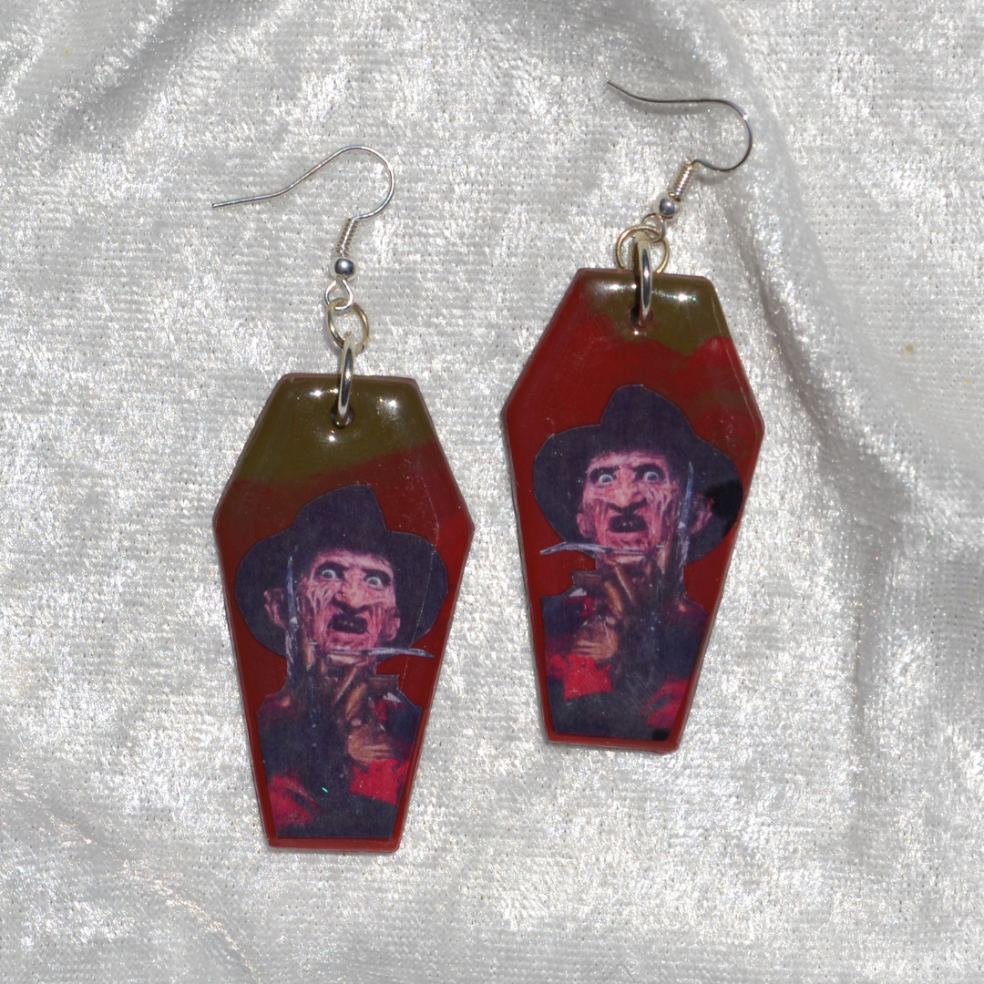 Freddy Krueger Coffin Earrings