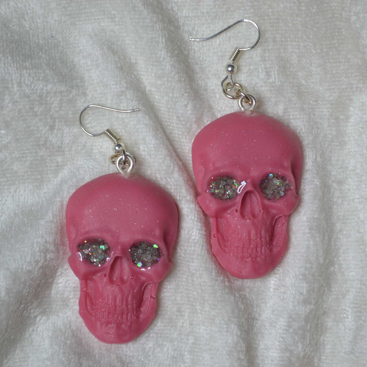 Pink Holo Skull Earrings